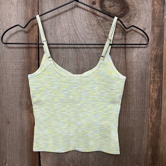 Express Body Contour Ribbed Sweetheart Cami Tank Top in Space Dye Green Small - Picture 4 of 17